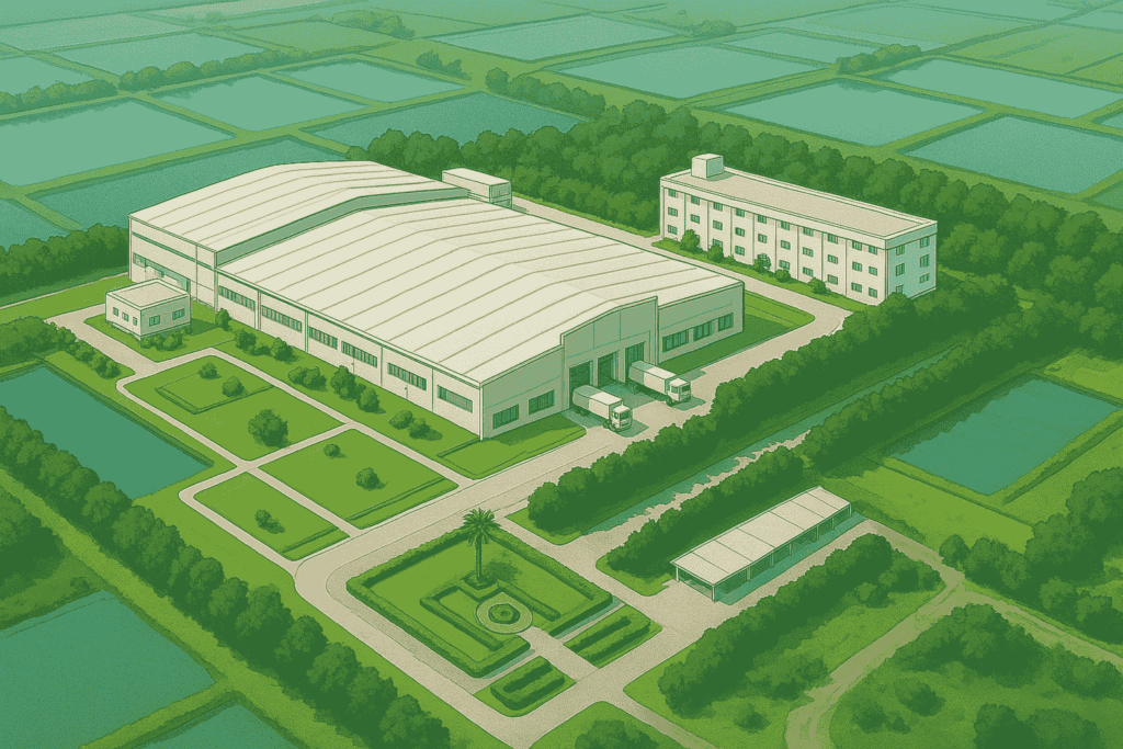 Industrial Shrimp Processing Complex Aerial View List of Frozen Shrimp Seafood Exporter from India